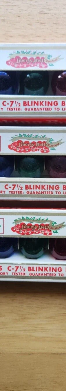 3 Boxes of Vintage Liberty Bell C-7 Blinking Glass Light Bulbs (15 Bulbs Total)
